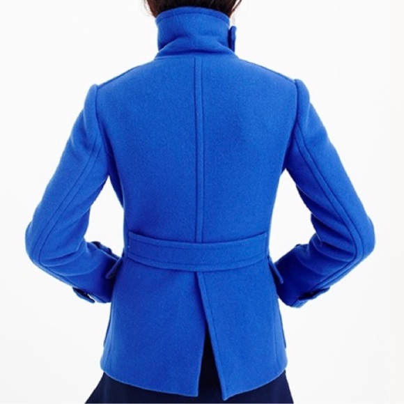 J. Crew Royal Blue Majesty Stadium Cloth Nello Gori Wool Peacoat Coat Women’s 00 - Picture 3 of 16